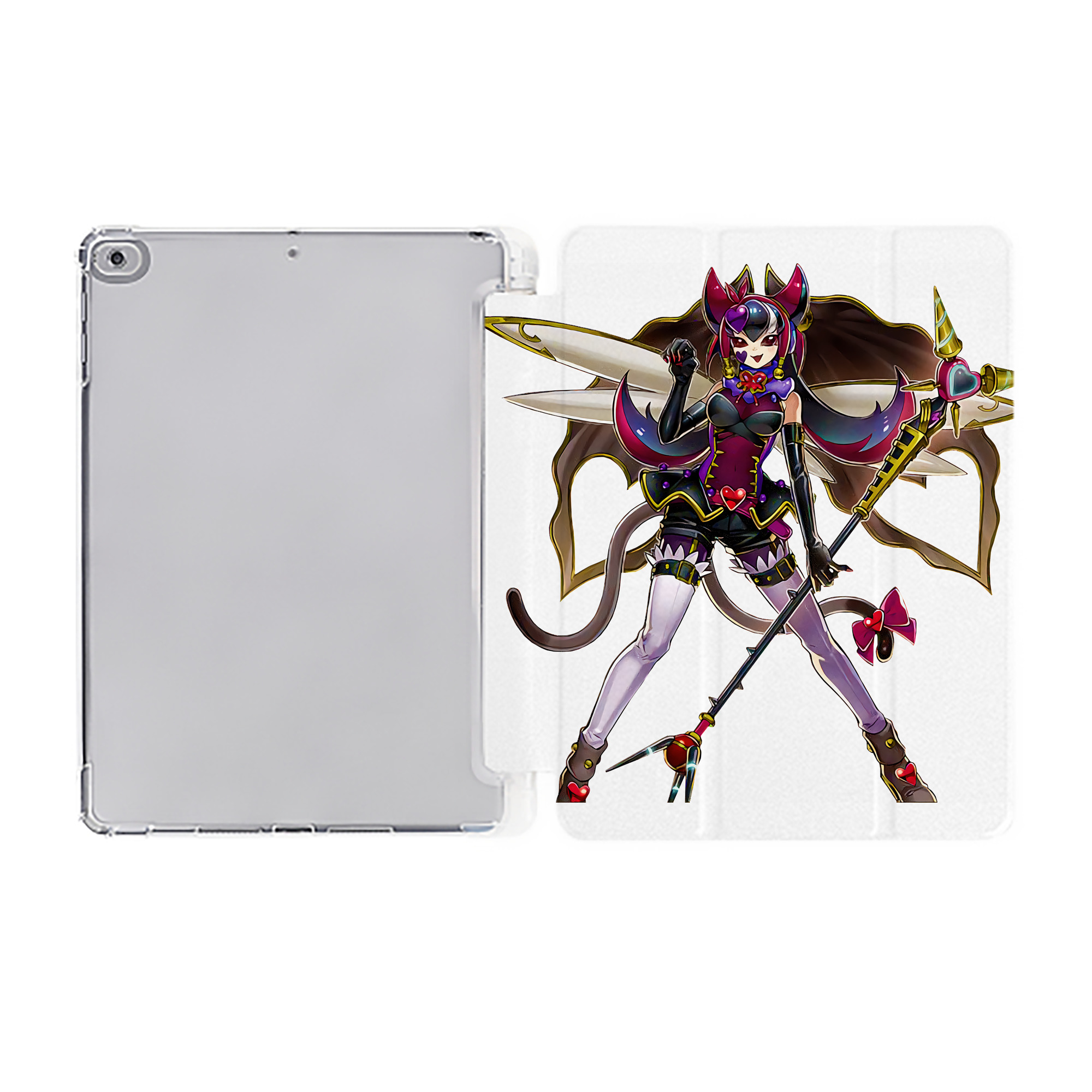 （画像用） 遊☆戯☆王 Yu-Gi-Oh! IPad ケース ペン収納付き 三つ折りスタンド PUレザー×シリコン 対応機種9.5/10.5/10.9インチ